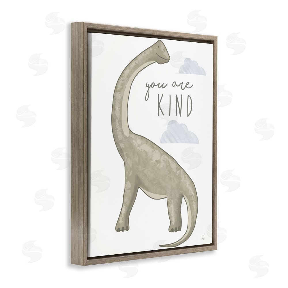 Elizabeth Tyndall You Are Kind Dinosaur Brown Floating Frame Canvas Wall Art Print