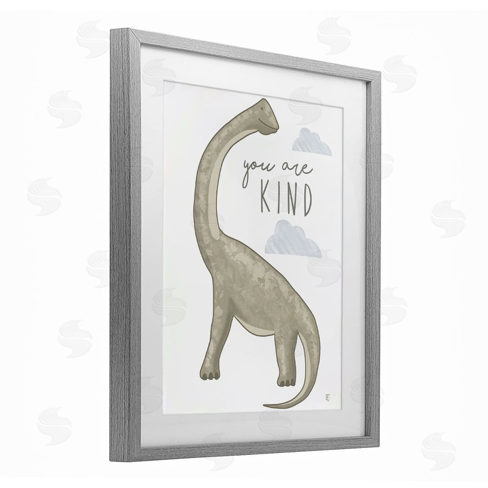 Elizabeth Tyndall You Are Kind Dinosaur Gray Framed Print Under Glass Wall Art