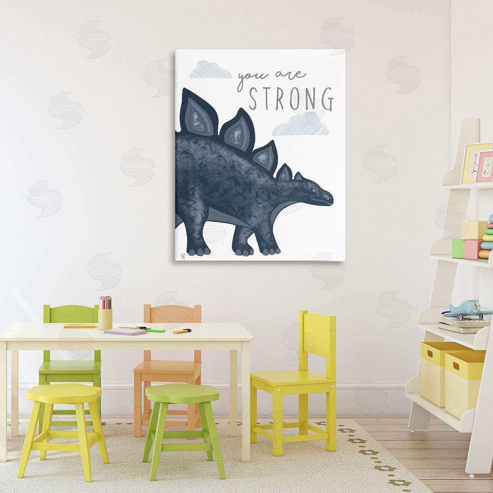 Elizabeth Tyndall You Are Strong Dinosaur Stretched Canvas Wall Art in Room