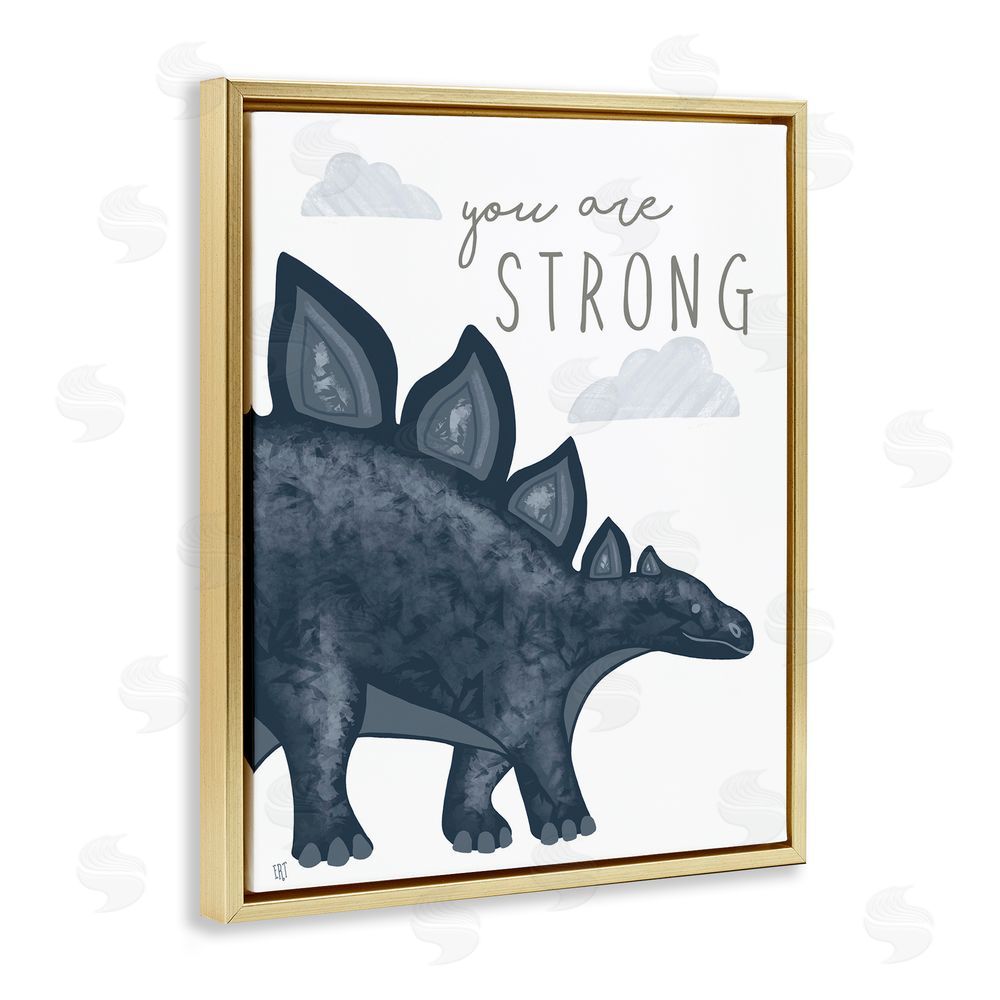 Elizabeth Tyndall You Are Strong Dinosaur Gold Floating Frame Canvas Wall Art Print