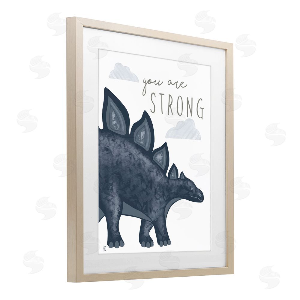Elizabeth Tyndall You Are Strong Dinosaur Birch Framed Print Under Glass Wall Art
