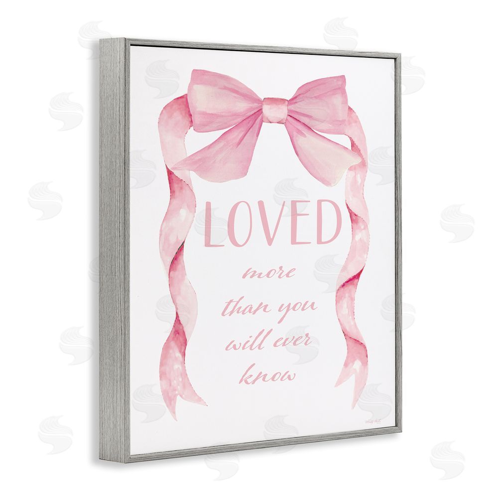 Cindy Jacobs Loved More Sentiment Pink Ribbon Gray Framed Giclee Wall Art Print