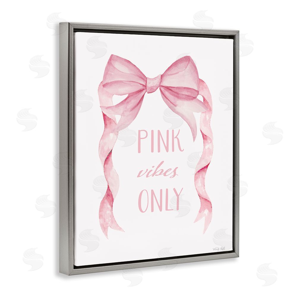 Cindy Jacobs Feminine Pink Vibes Only Gray Floating Frame Canvas Wall Art Print
