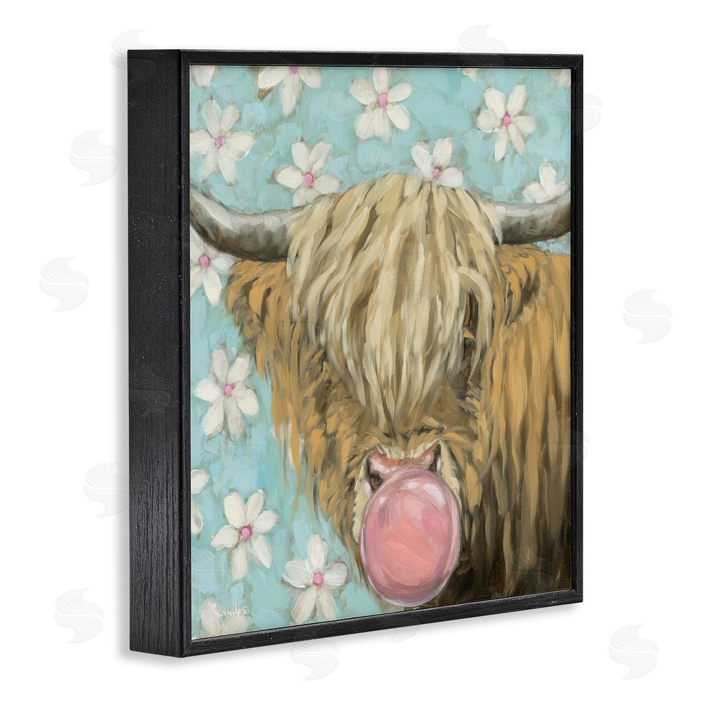 Sara G. Designs Bubblegum Sweetie Cattle Black Framed Giclee Wall Art Print