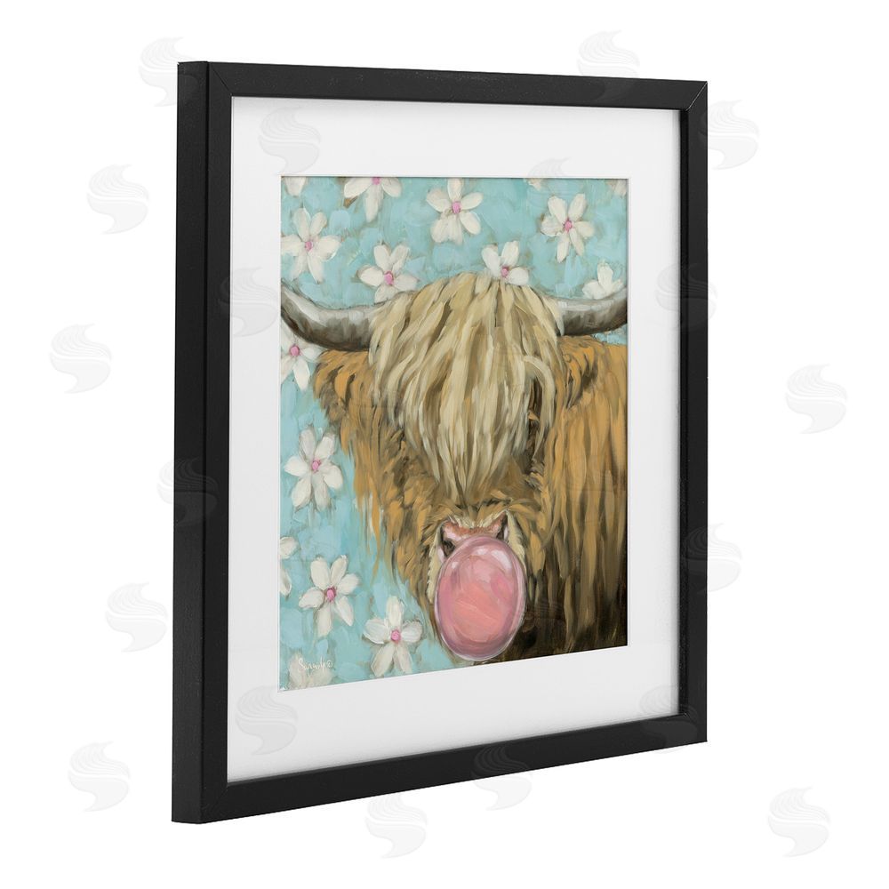 Sara G. Designs Bubblegum Sweetie Cattle Black Framed Print Under Glass Wall Art