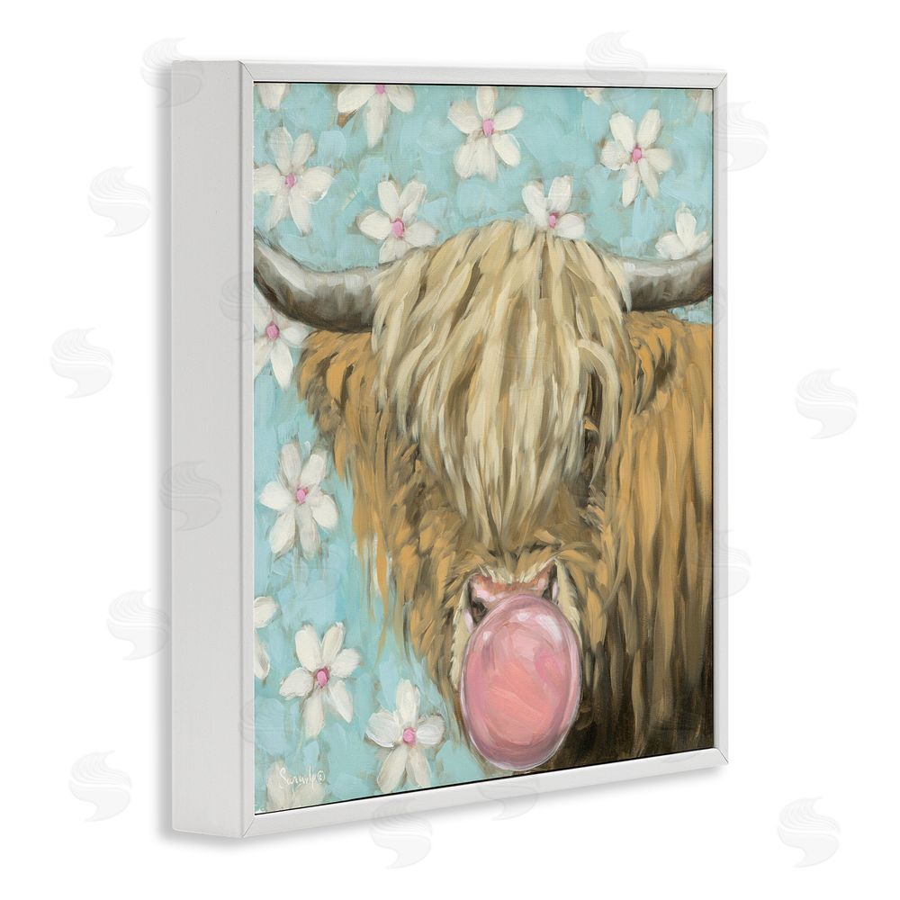 Sara G. Designs Bubblegum Sweetie Cattle White Framed Giclee Wall Art Print