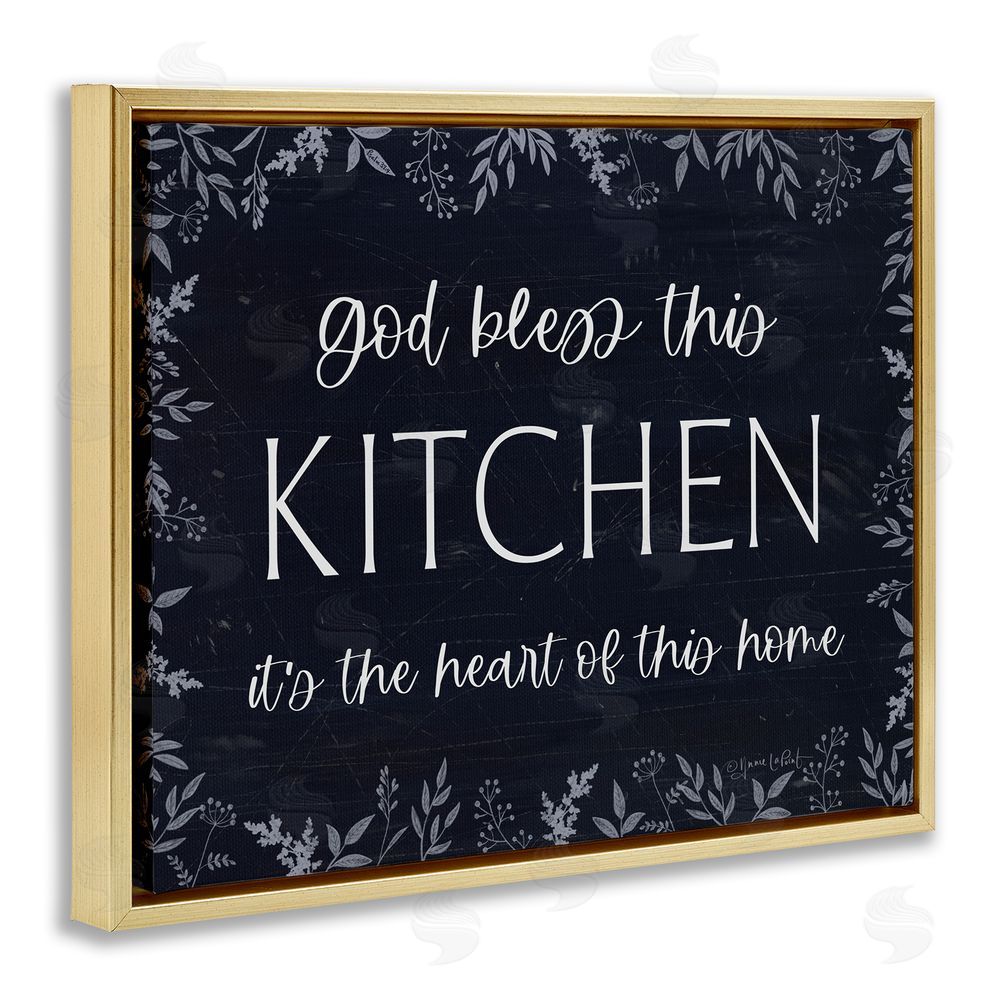 Annie LaPoint Kitchen Heart Of This Home Gold Floating Frame Canvas Wall Art Print