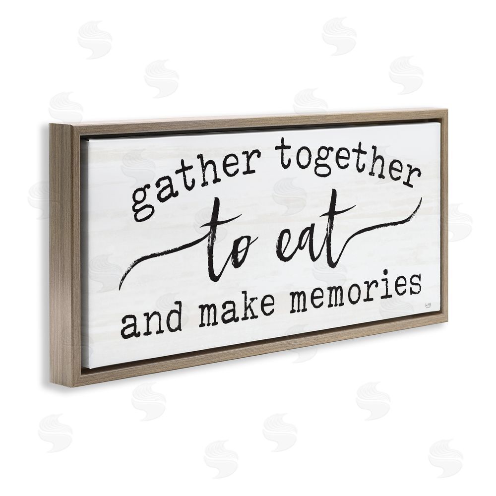 Lux + Me Designs Gather Together Eat & Memories Brown Floating Frame Canvas Wall Art Print