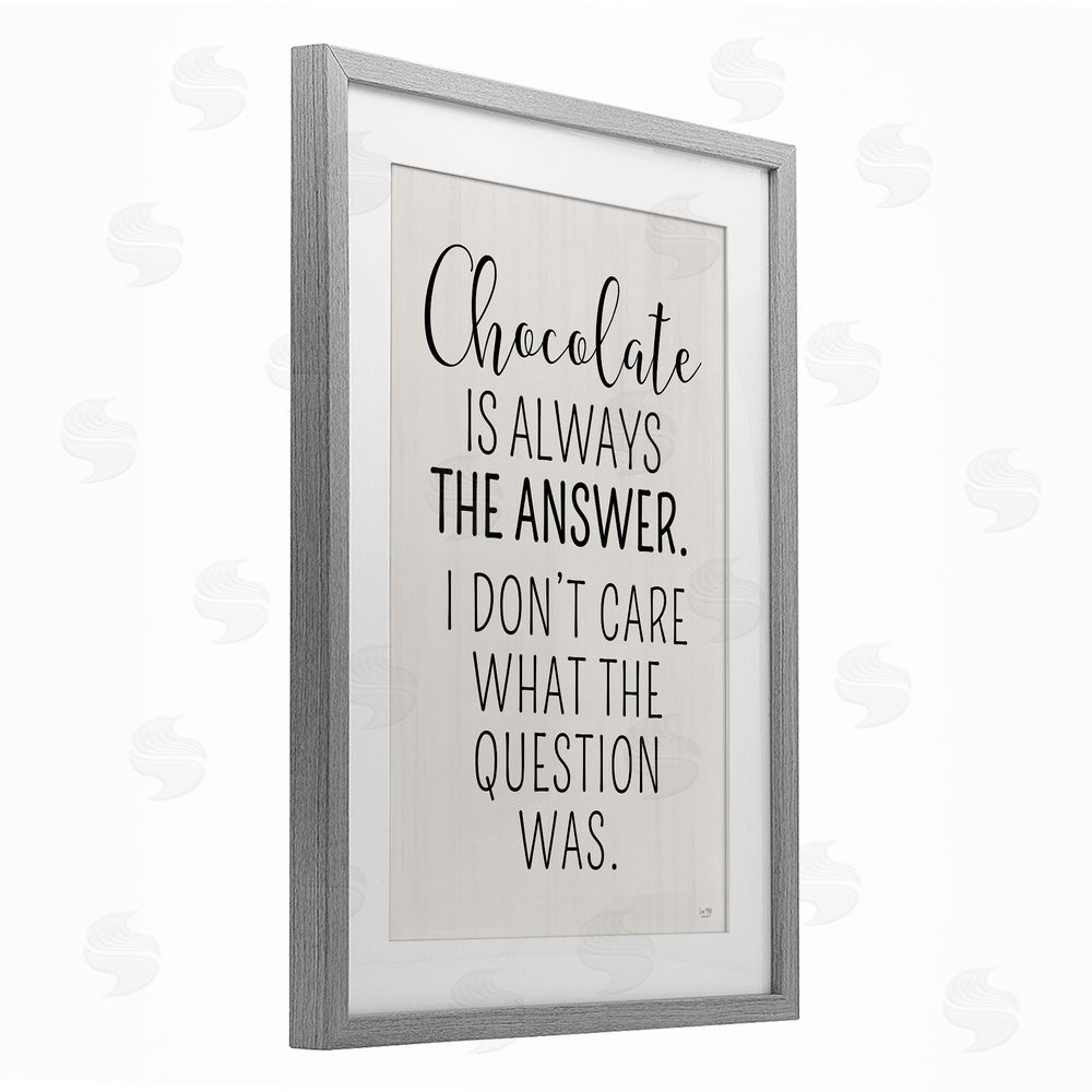 Lux + Me Designs Chocolate Is Always The Answer Gray Framed Print Under Glass Wall Art