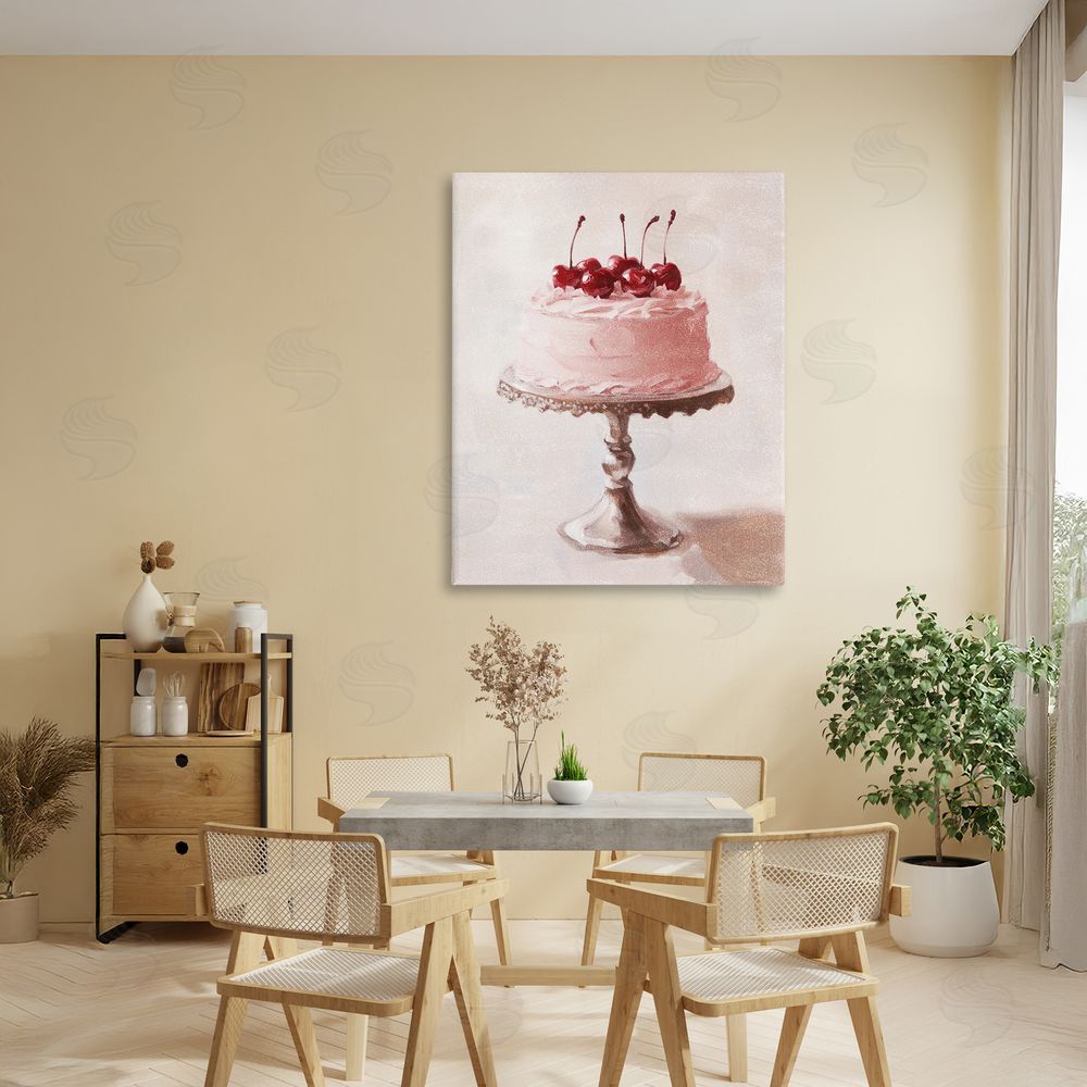 Svetlana Aleynikova Cherry Cake Delight Stretched Canvas Wall Art in Room