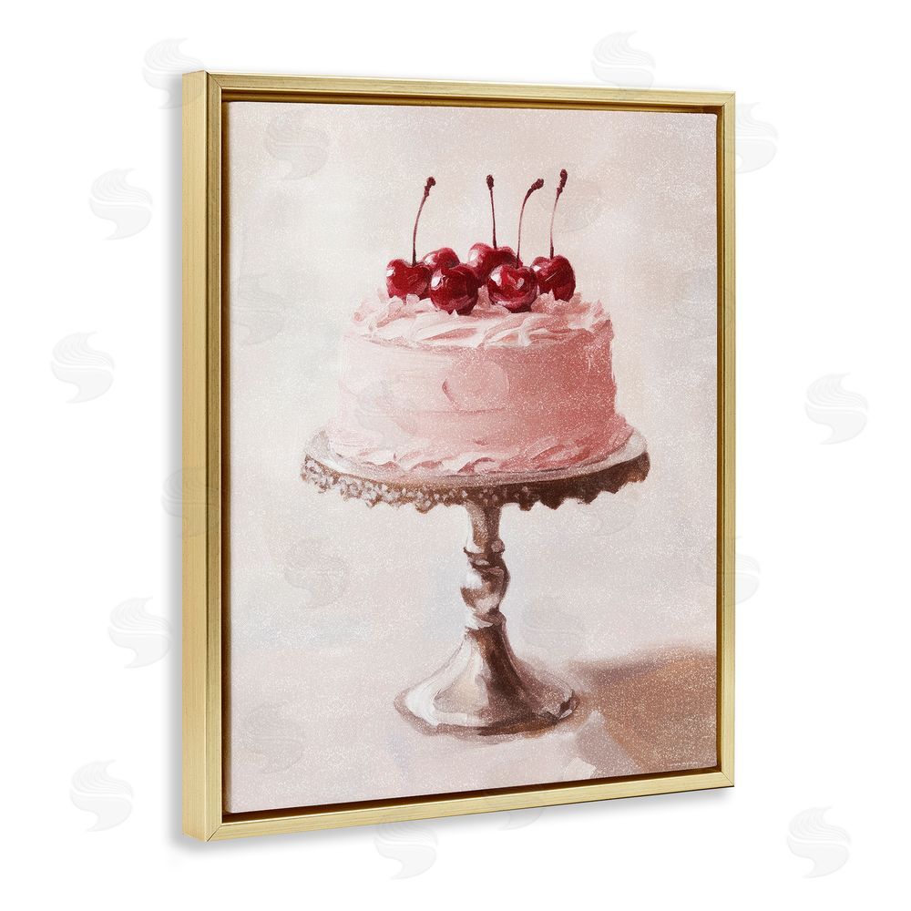 Svetlana Aleynikova Cherry Cake Delight Gold Floating Frame Canvas Wall Art Print