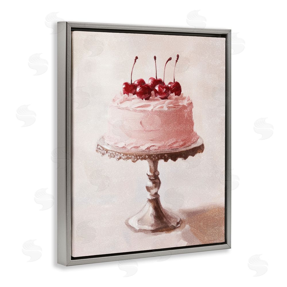 Svetlana Aleynikova Cherry Cake Delight Gray Floating Frame Canvas Wall Art Print