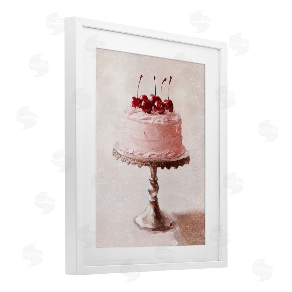Svetlana Aleynikova Cherry Cake Delight White Framed Print Under Glass Wall Art