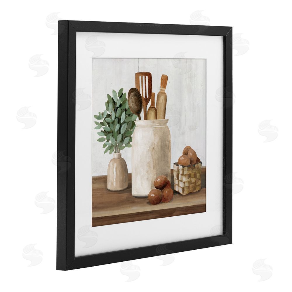 White Ladder Country Kitchen & Eggs Black Framed Print Under Glass Wall Art