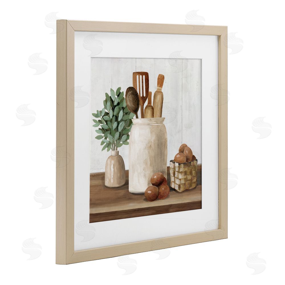 White Ladder Country Kitchen & Eggs Birch Framed Print Under Glass Wall Art