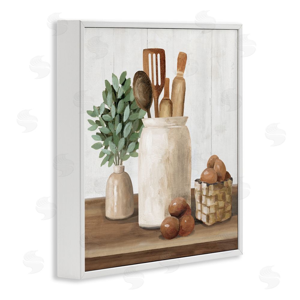 White Ladder Country Kitchen & Eggs White Framed Giclee Wall Art Print