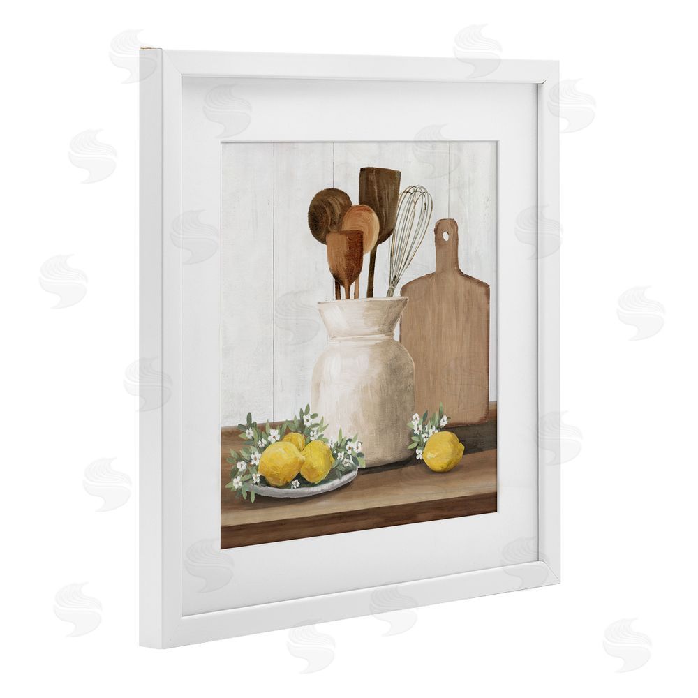 White Ladder Country Kitchen & Lemons White Framed Print Under Glass Wall Art