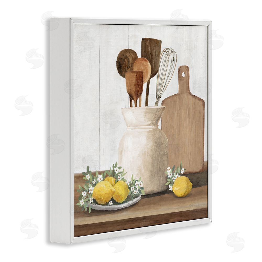 White Ladder Country Kitchen & Lemons White Framed Giclee Wall Art Print