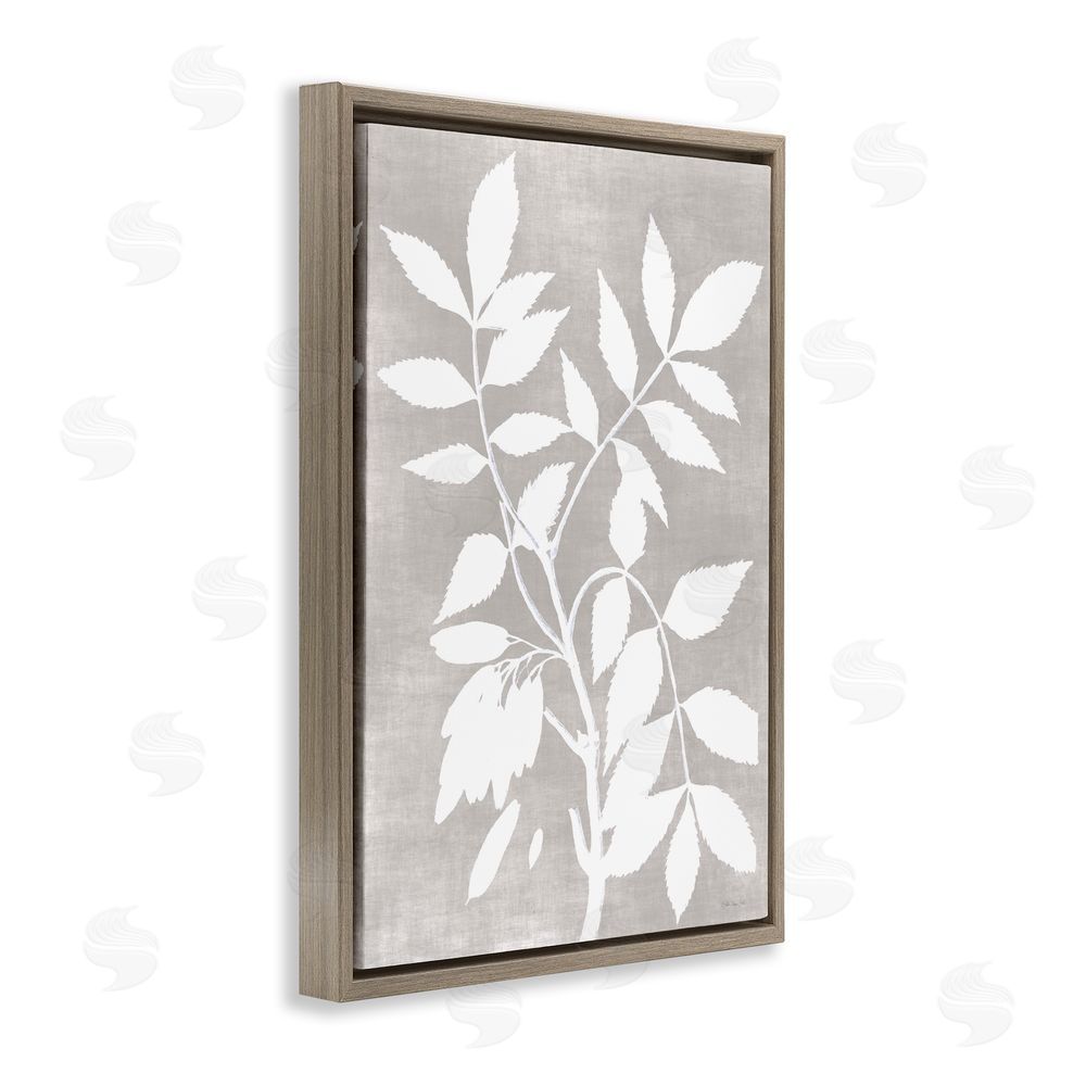 Stellar Design Studio Minimal Foliage Impression Brown Floating Frame Canvas Wall Art Print