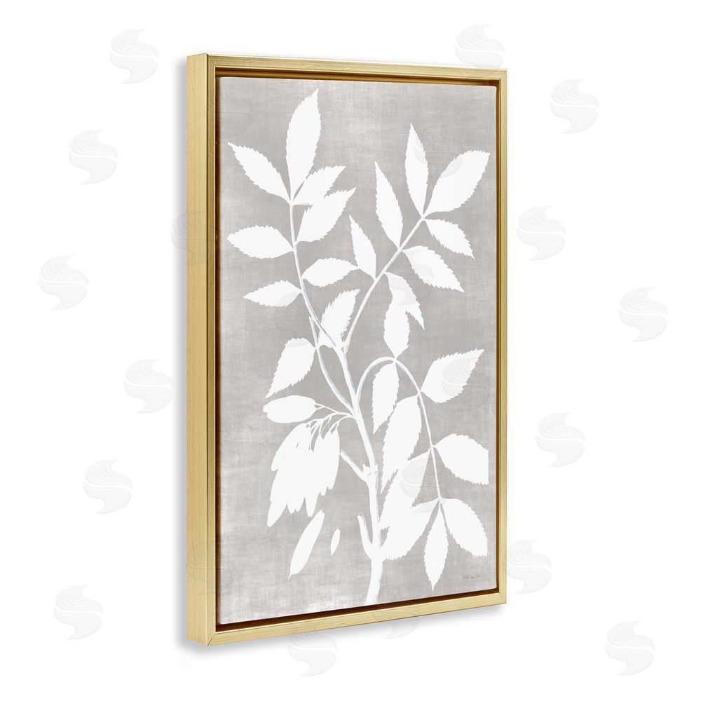 Stellar Design Studio Minimal Foliage Impression Gold Floating Frame Canvas Wall Art Print