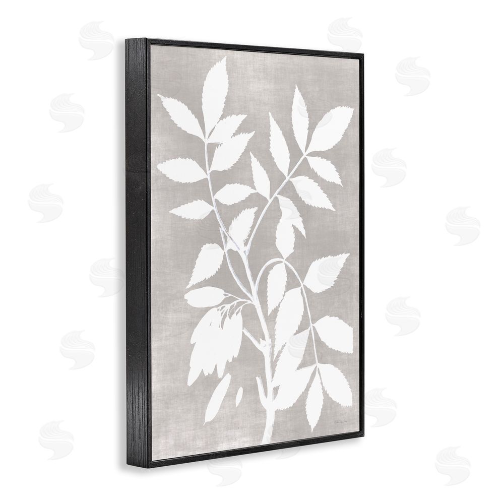 Stellar Design Studio Minimal Foliage Impression Black Framed Giclee Wall Art Print