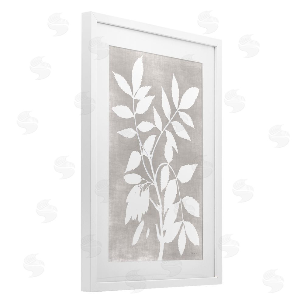 Stellar Design Studio Minimal Foliage Impression White Framed Print Under Glass Wall Art