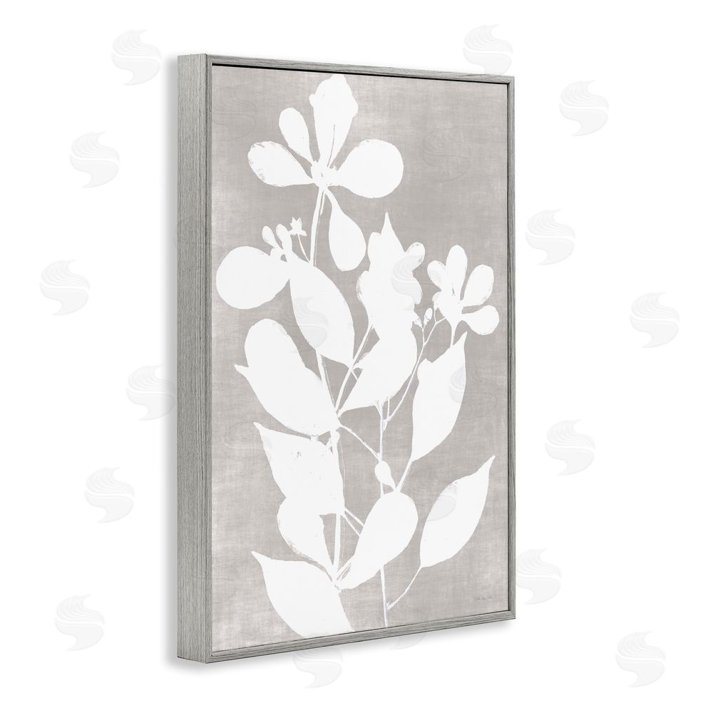 Stellar Design Studio Minimalist Foliage Impression Gray Framed Giclee Wall Art Print