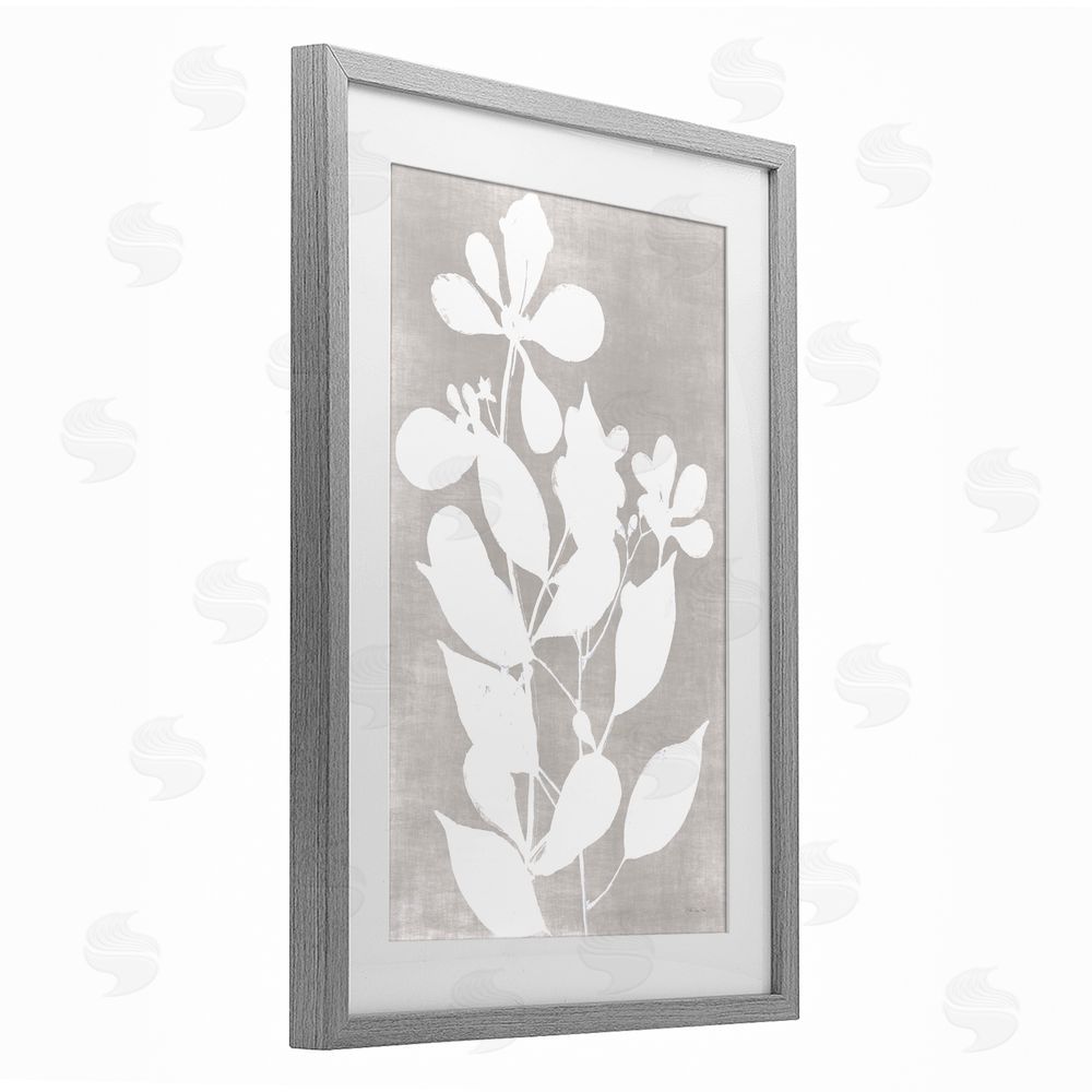 Stellar Design Studio Minimalist Foliage Impression Gray Framed Print Under Glass Wall Art