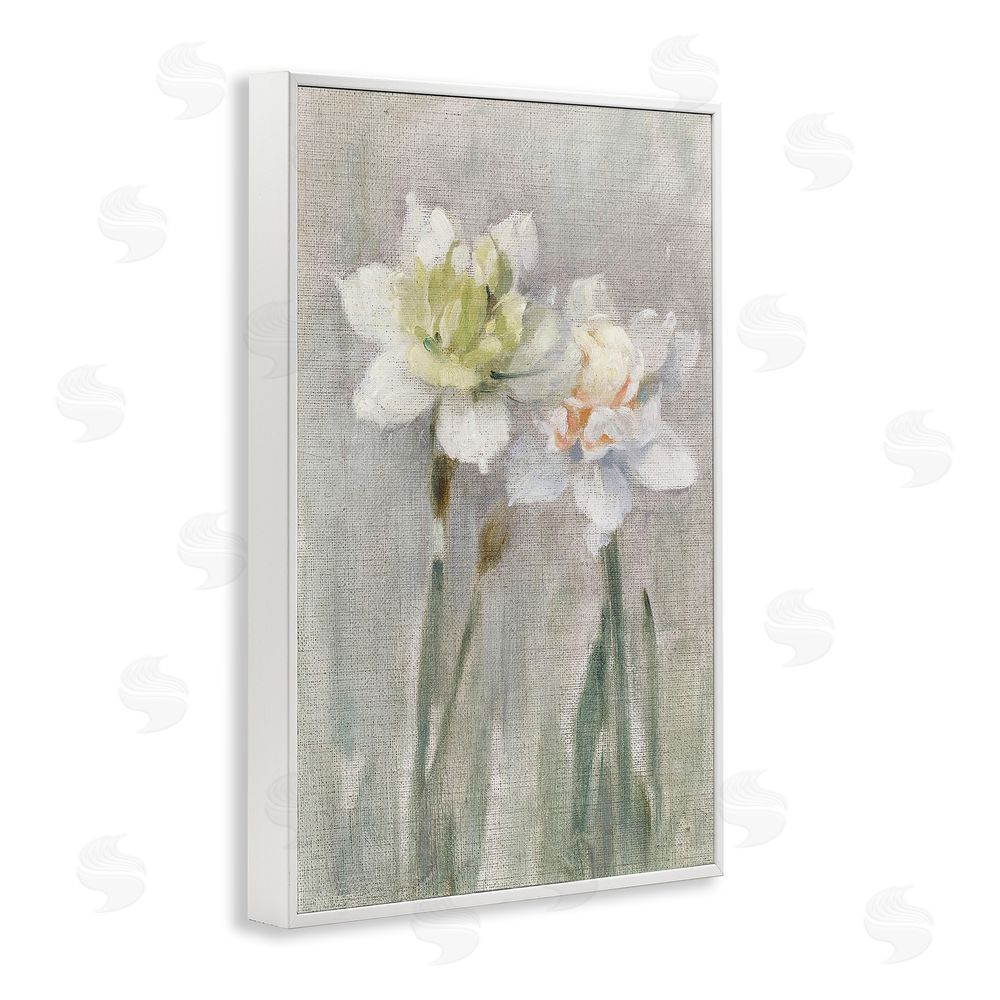 Stellar Design Studio Twin White Daffodils White Framed Giclee Wall Art Print