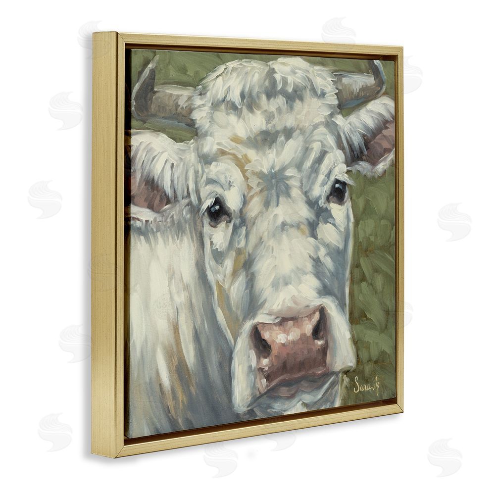 Sara G. Designs Pearl Of The Pasture Gold Floating Frame Canvas Wall Art Print