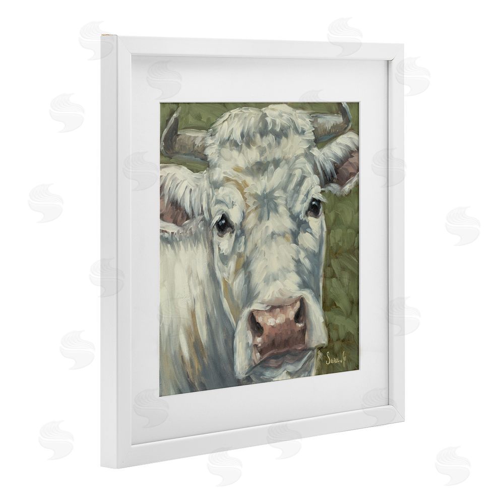 Sara G. Designs Pearl Of The Pasture White Framed Print Under Glass Wall Art