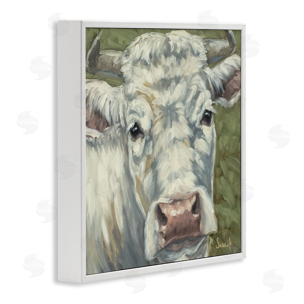 Sara G. Designs Pearl Of The Pasture White Framed Giclee Wall Art Print