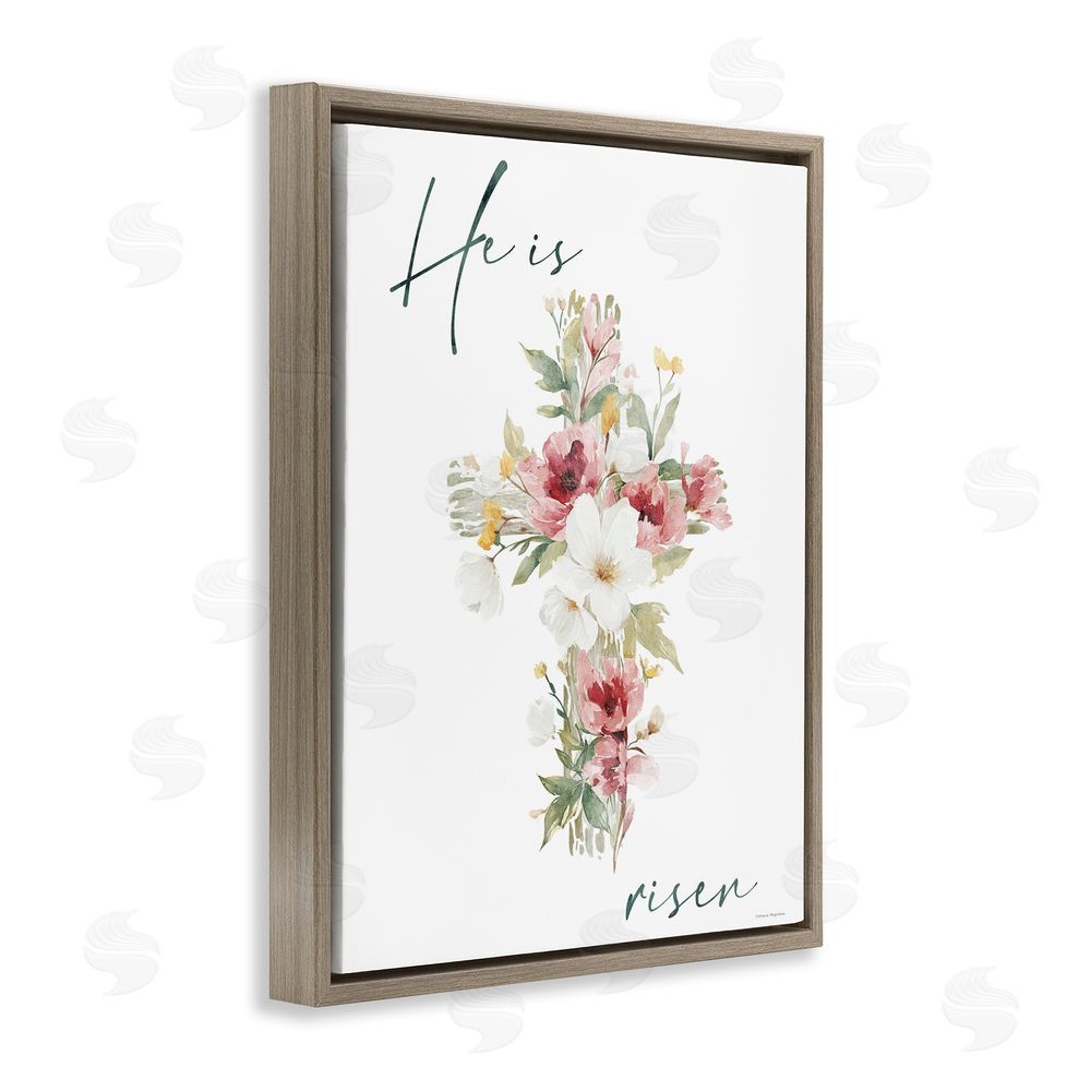 Svetlana Aleynikova He Is Risen Flower Cross Brown Floating Frame Canvas Wall Art Print