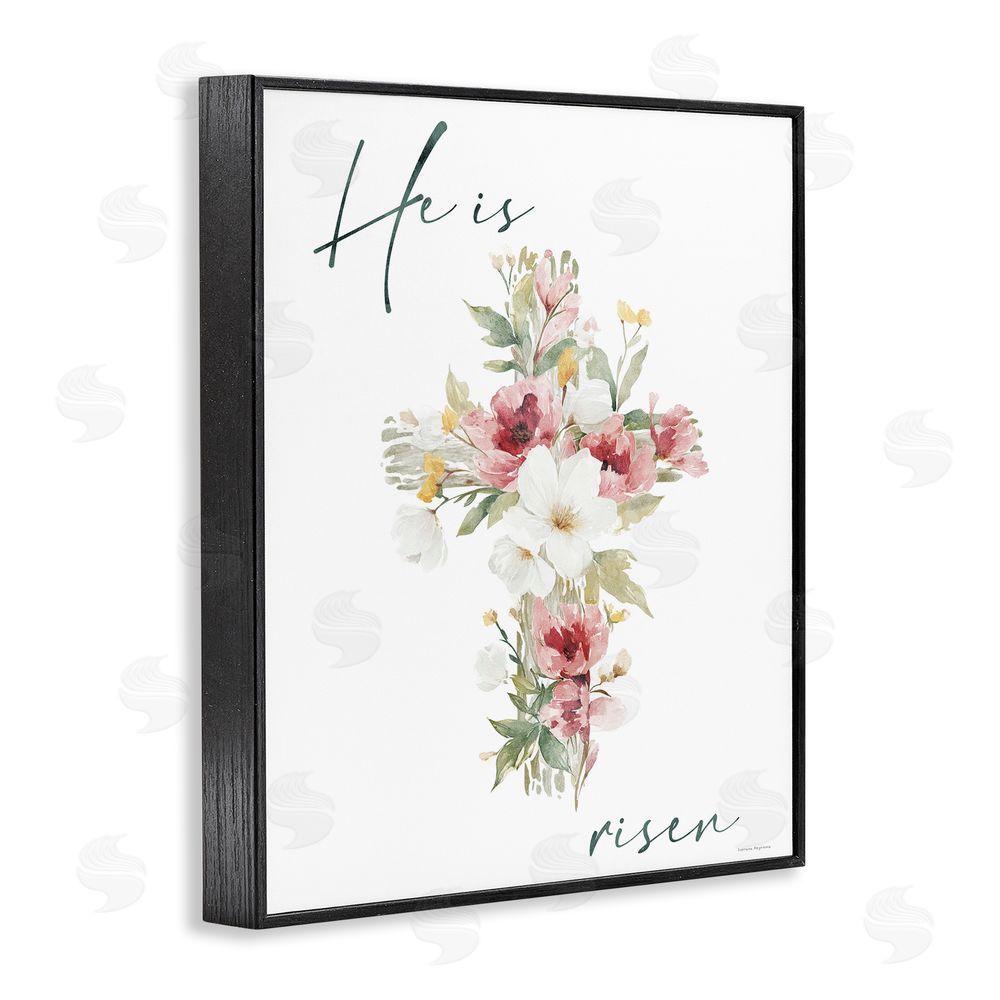 Svetlana Aleynikova He Is Risen Flower Cross Black Framed Giclee Wall Art Print