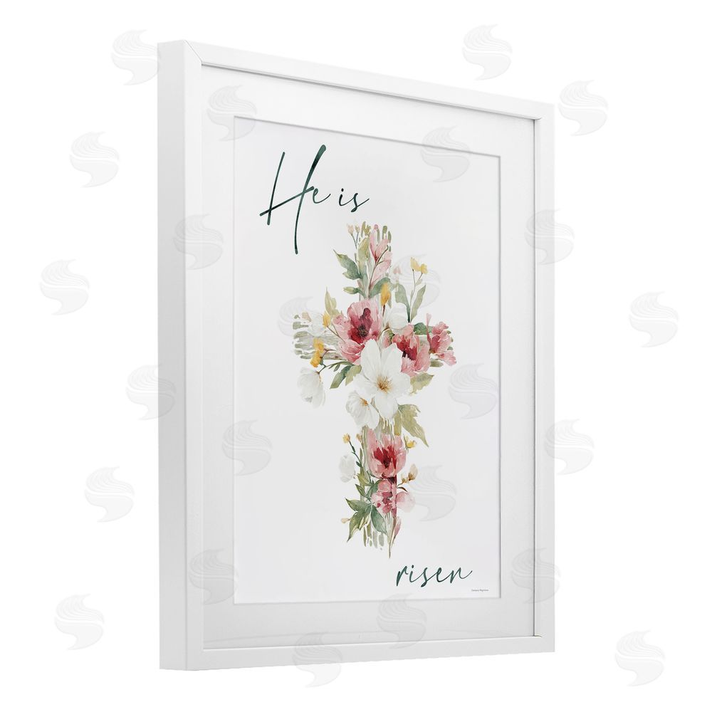 Svetlana Aleynikova He Is Risen Flower Cross White Framed Print Under Glass Wall Art