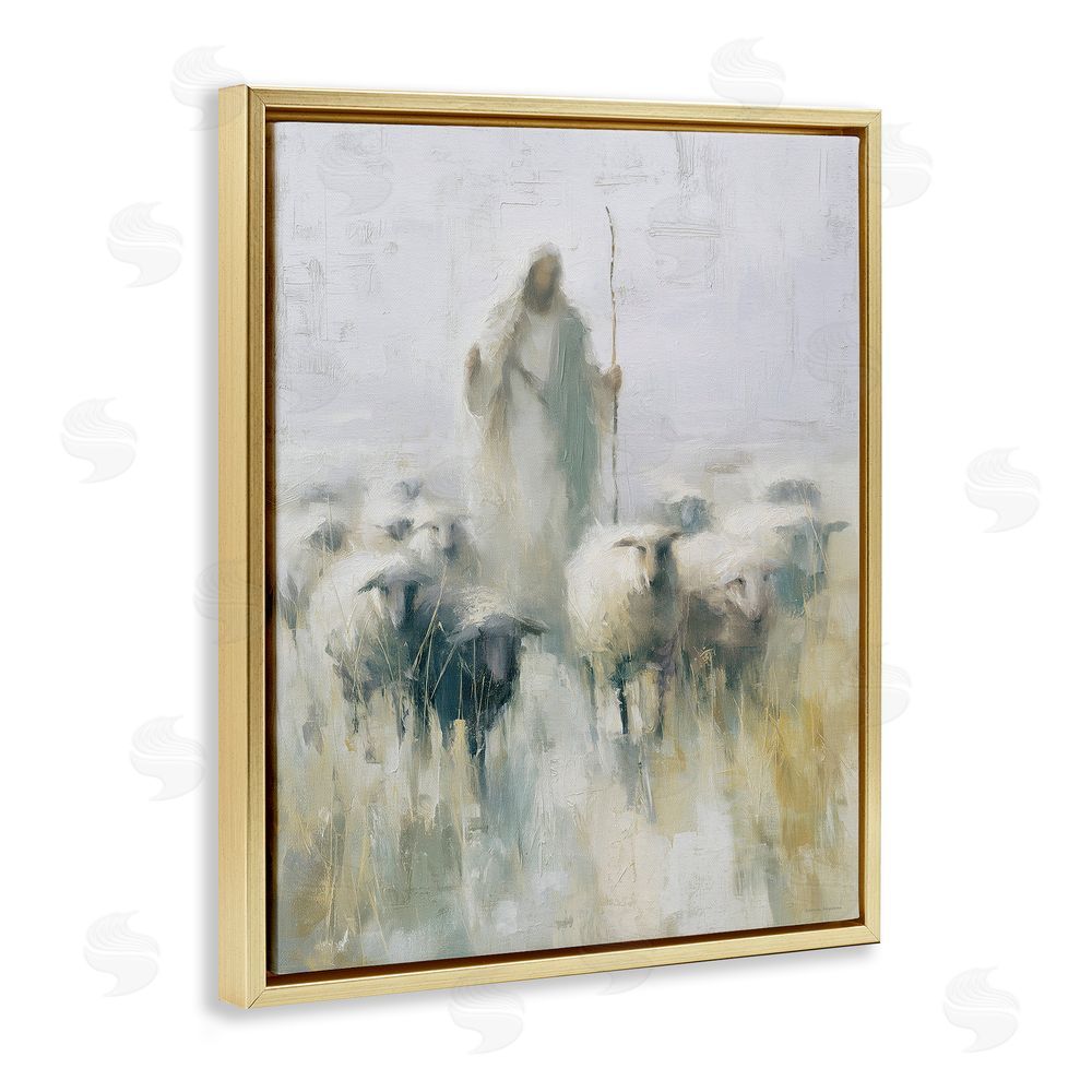 Svetlana Aleynikova The Gentle Guide Shepherd Gold Floating Frame Canvas Wall Art Print