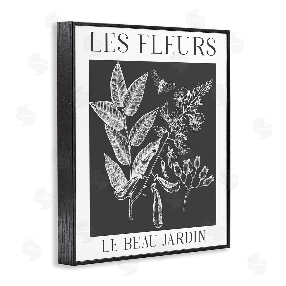 Lux + Me Designs Les Fleurs Black & White Contour Black Framed Giclee Wall Art Print