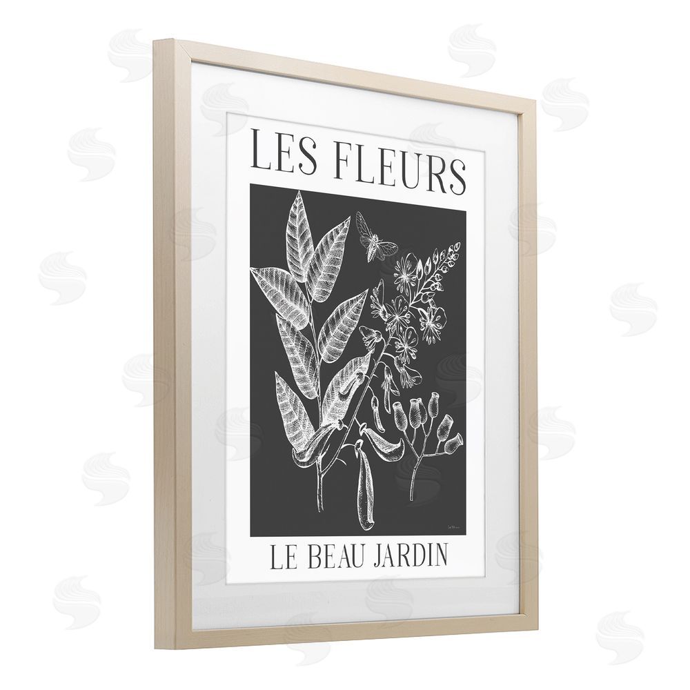 Lux + Me Designs Les Fleurs Black & White Contour Birch Framed Print Under Glass Wall Art