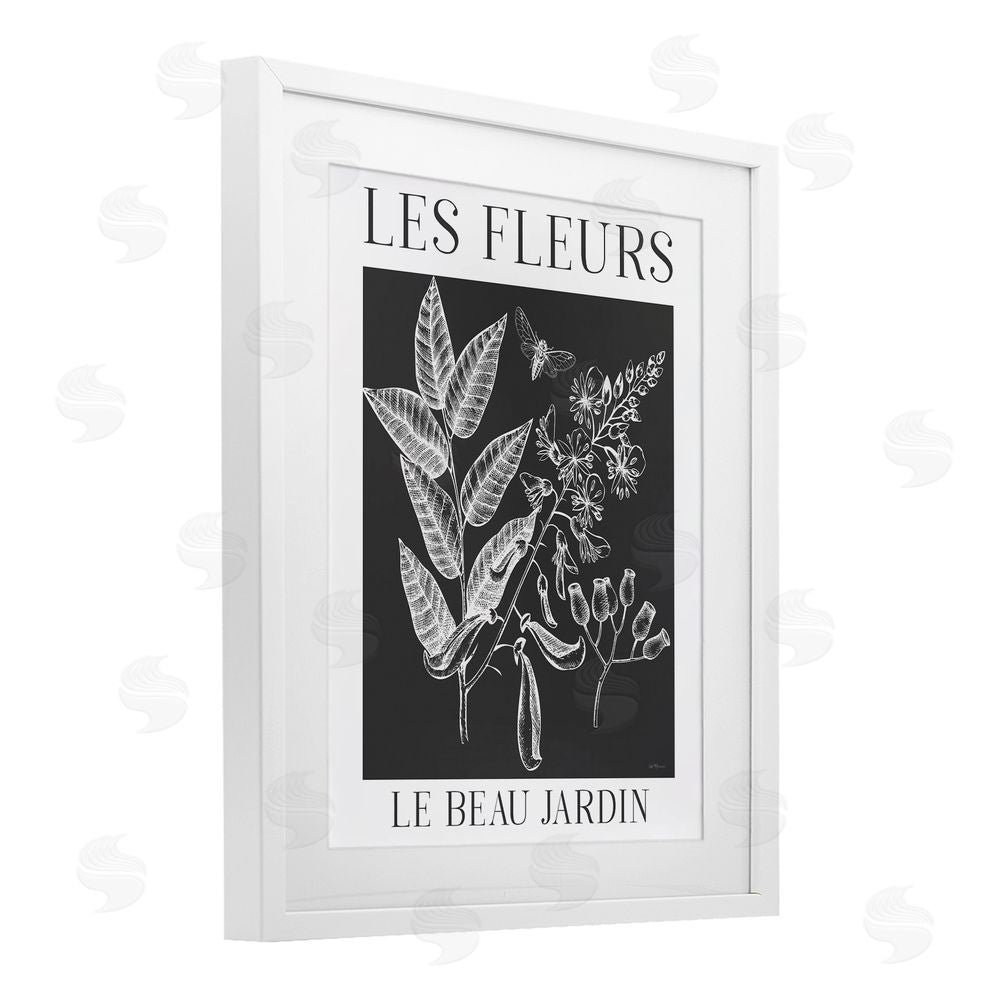 Lux + Me Designs Les Fleurs Black & White Contour White Framed Print Under Glass Wall Art