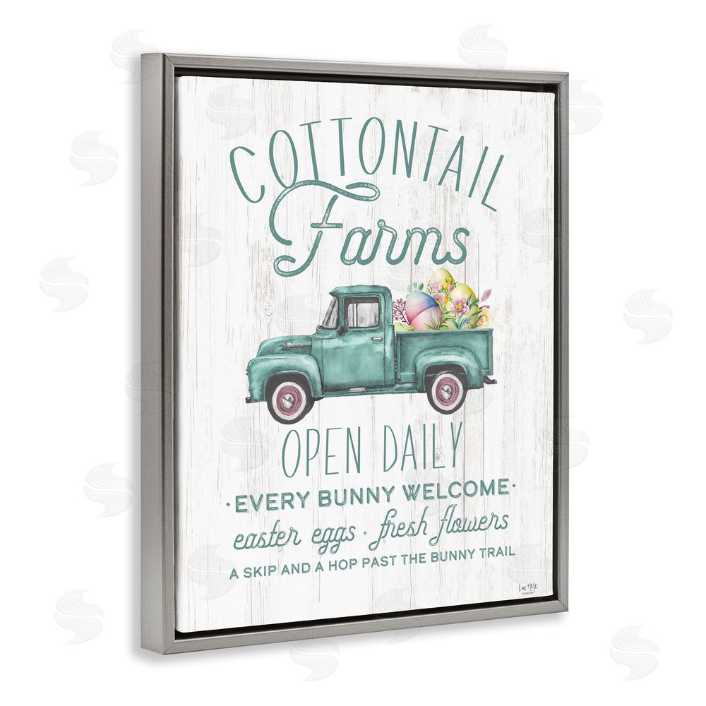 Lux + Me Designs Antique Cottontail Farms Gray Floating Frame Canvas Wall Art Print