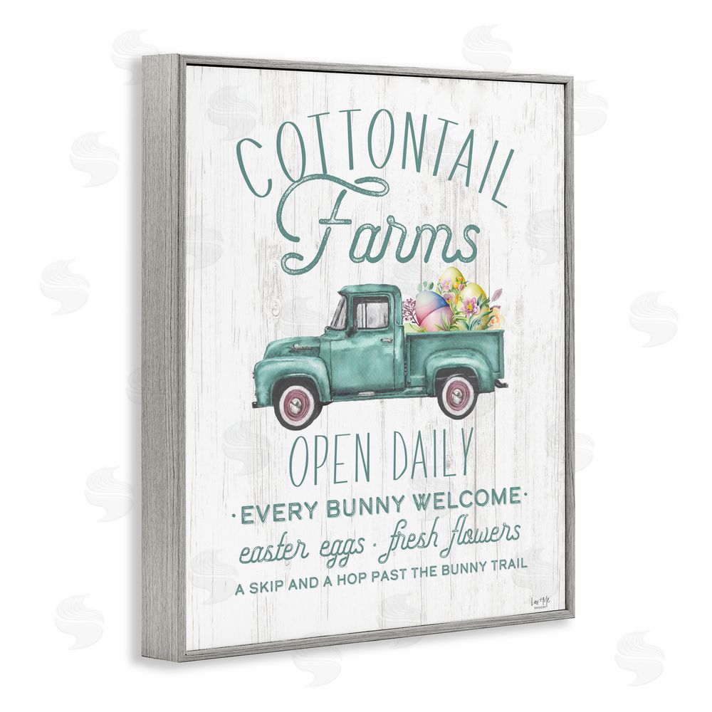 Lux + Me Designs Antique Cottontail Farms Gray Framed Giclee Wall Art Print