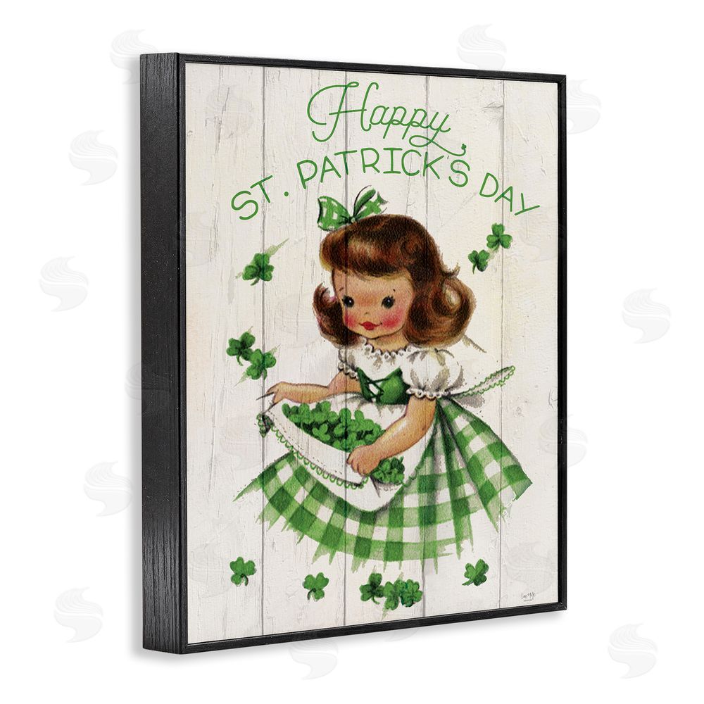 Lux + Me Designs Vintage St. Patrick's Day Girl Black Framed Giclee Wall Art Print