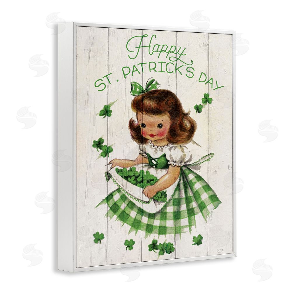 Lux + Me Designs Vintage St. Patrick's Day Girl White Framed Giclee Wall Art Print