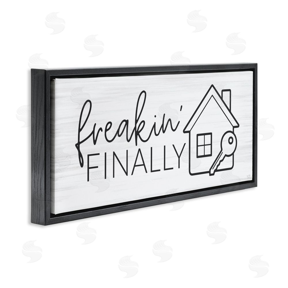 Lux + Me Designs Freakin' Finally Housewarming Black Floating Frame Canvas Wall Art Print