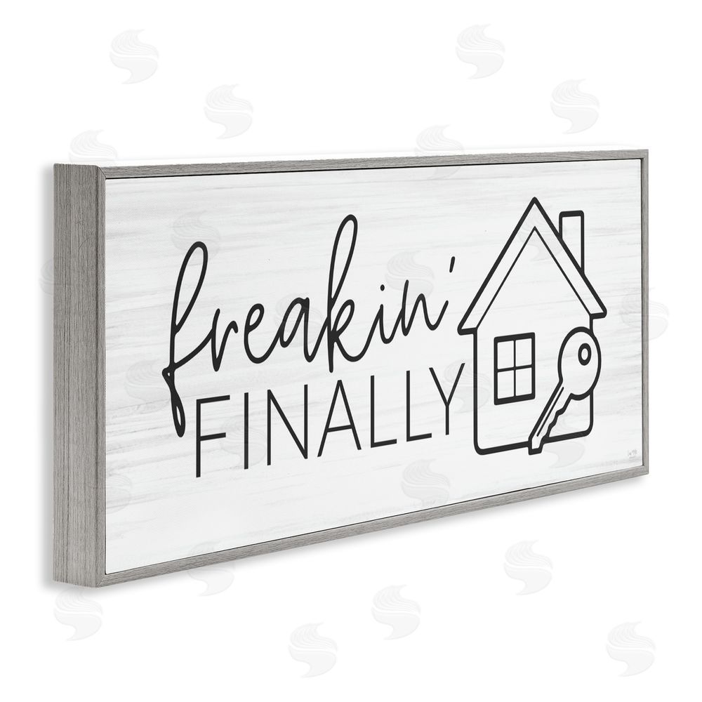 Lux + Me Designs Freakin' Finally Housewarming Gray Framed Giclee Wall Art Print