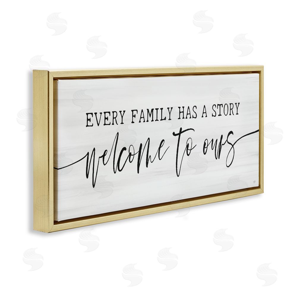 Lux + Me Designs Welcome To Our Family Story Gold Floating Frame Canvas Wall Art Print