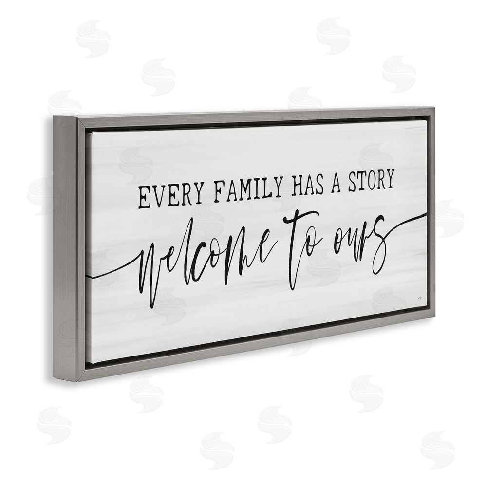 Lux + Me Designs Welcome To Our Family Story Gray Floating Frame Canvas Wall Art Print
