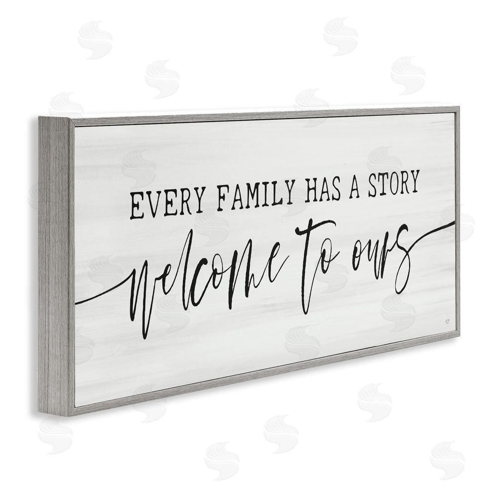 Lux + Me Designs Welcome To Our Family Story Gray Framed Giclee Wall Art Print