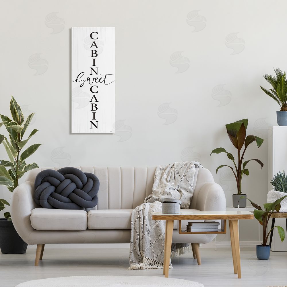 Lux + Me Designs Sweet Cabin Vertical Words Stretched Canvas Wall Art in Room