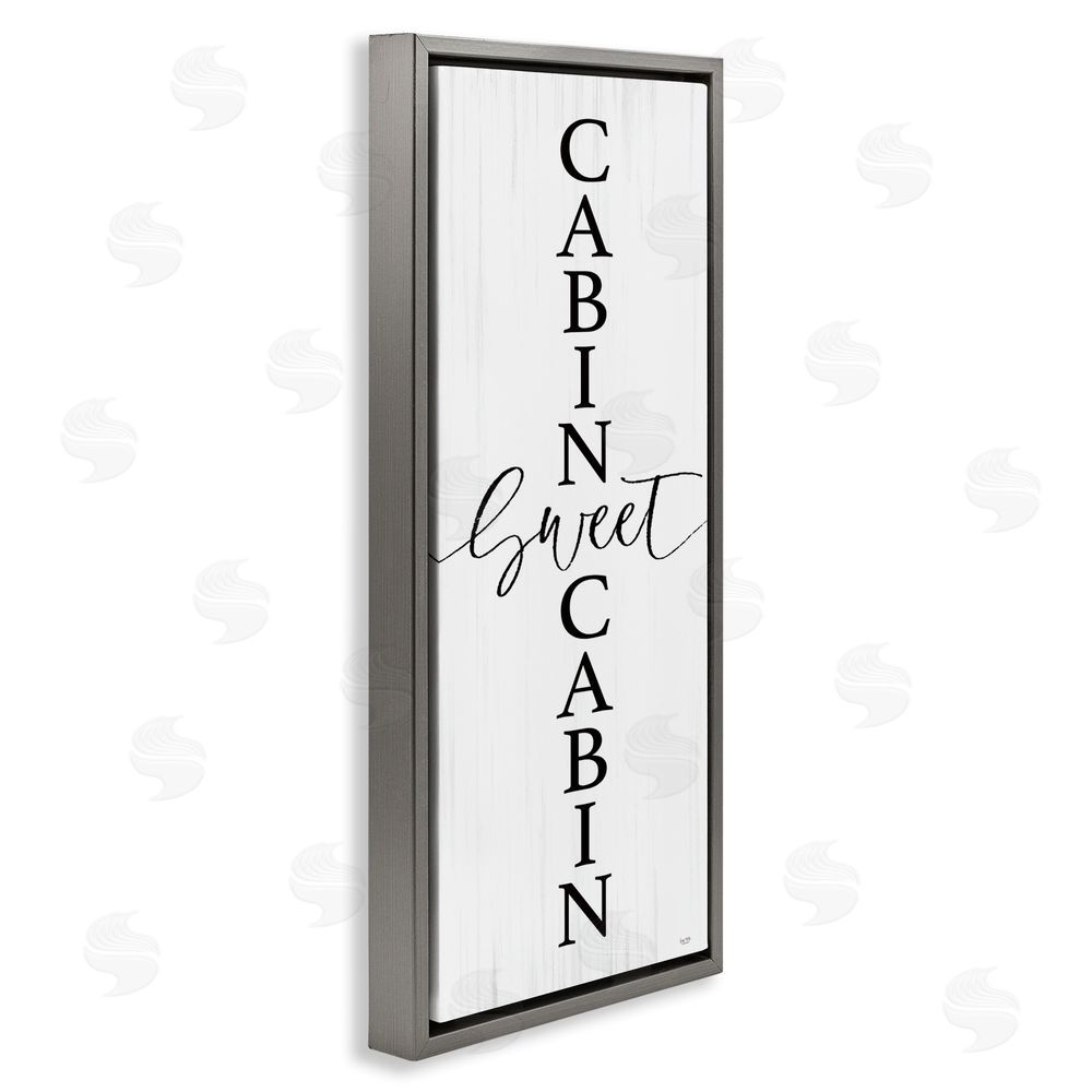 Lux + Me Designs Sweet Cabin Vertical Words Gray Floating Frame Canvas Wall Art Print